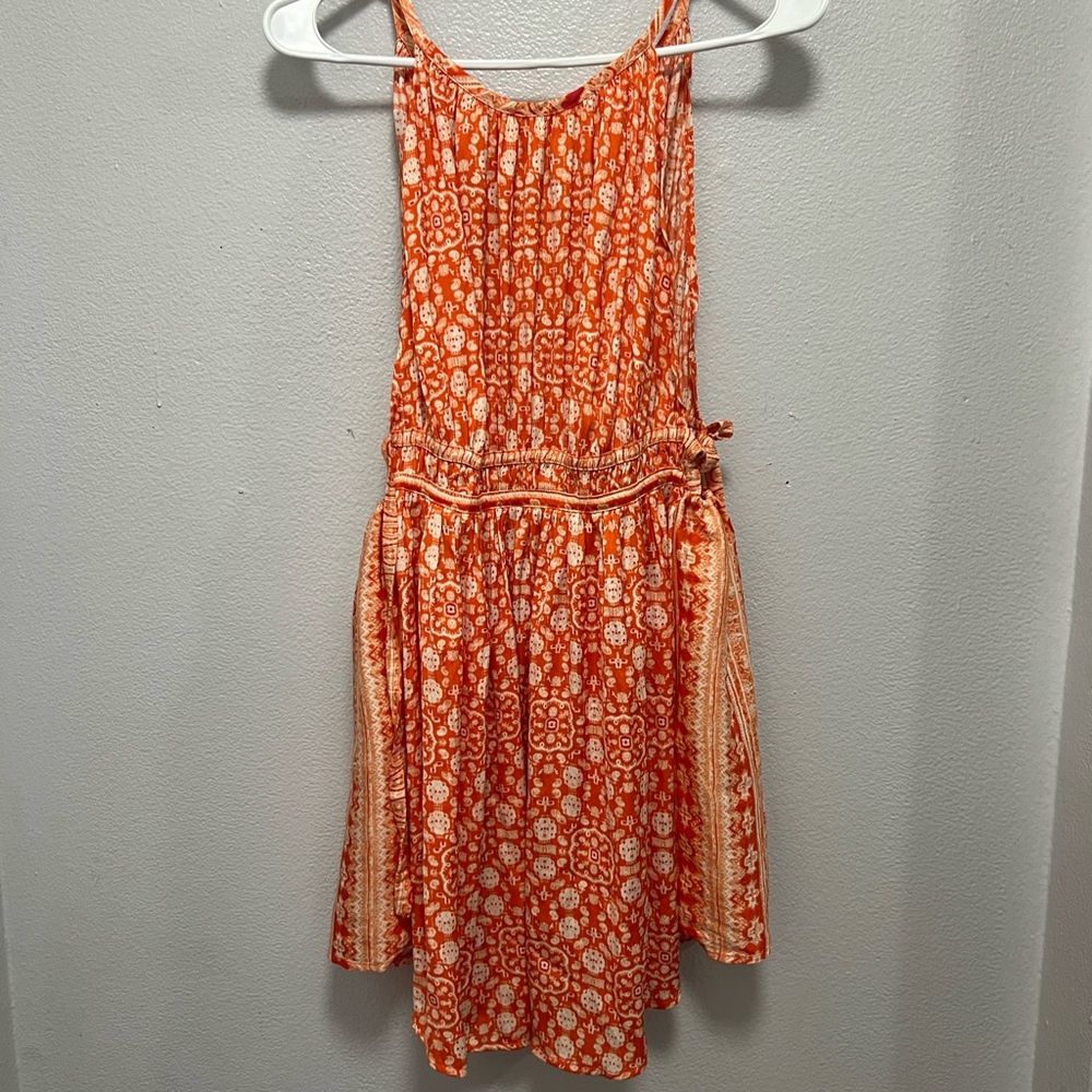 Free People Orange Ikat Print Mini Dress | Size M